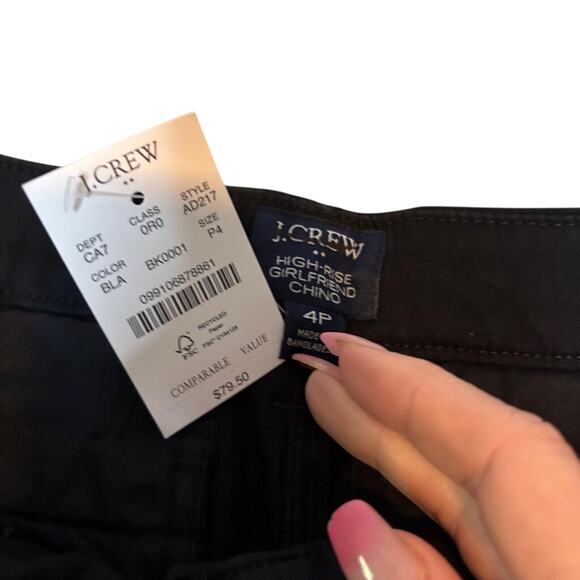 J.Crew Factory Black High Rise Straight Leg Chino Pants Size 4P NWT - Picture 6 of 7